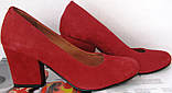 Nona! жіночі якісні класичні туфлі замшеві червоні взуття на підборах 7,5 см черевики, фото 2