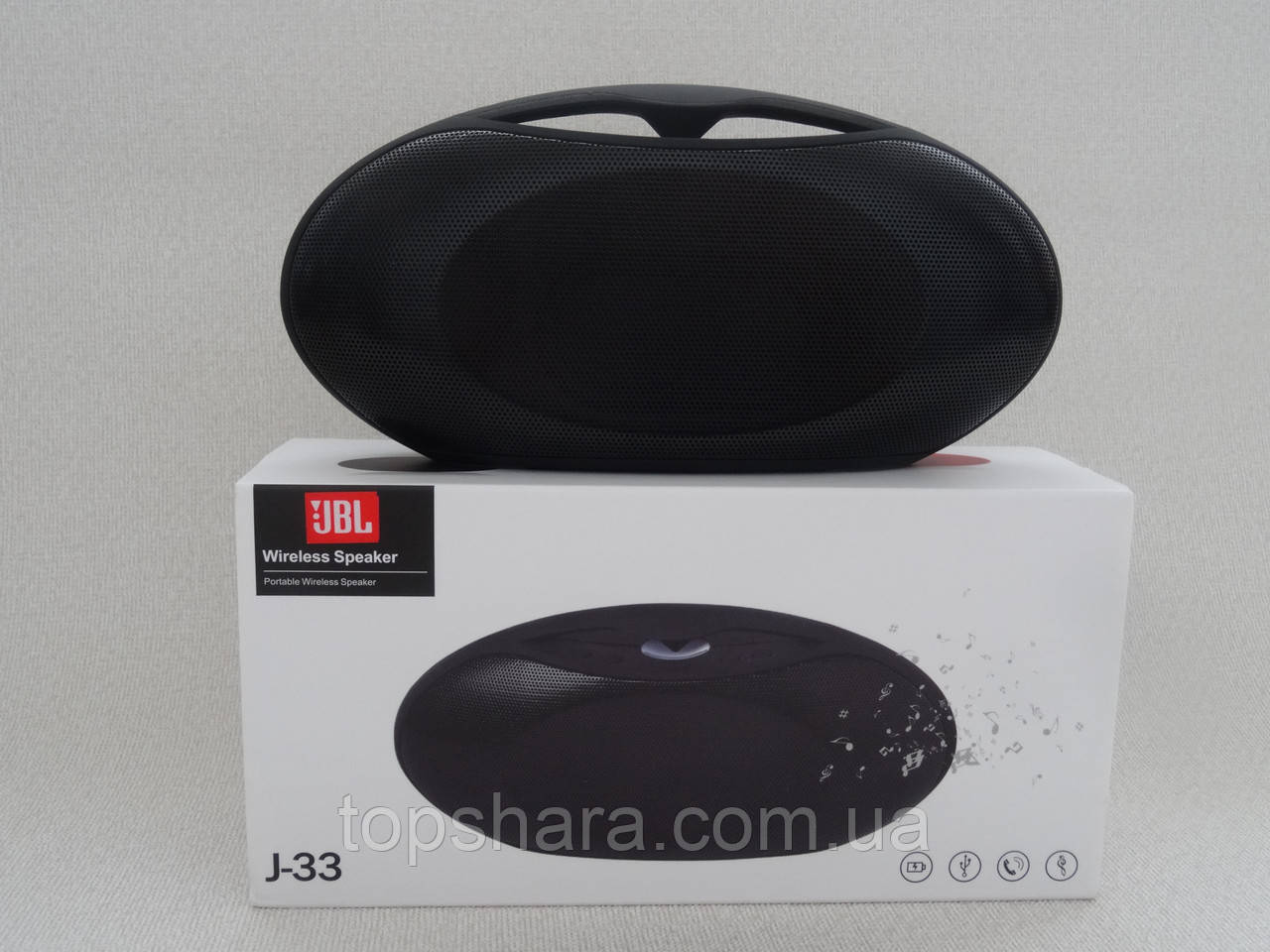 Колонка портативна Bluetooth JBL Wireless Speaker J-33 колір чорний