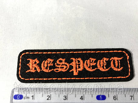Нашивка планка Respect жовтогарячий 72x21 мм, фото 1