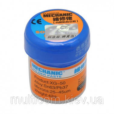 13-11-017. Паяльна паста XG-50, банка 42г, Mechanic, фото 1