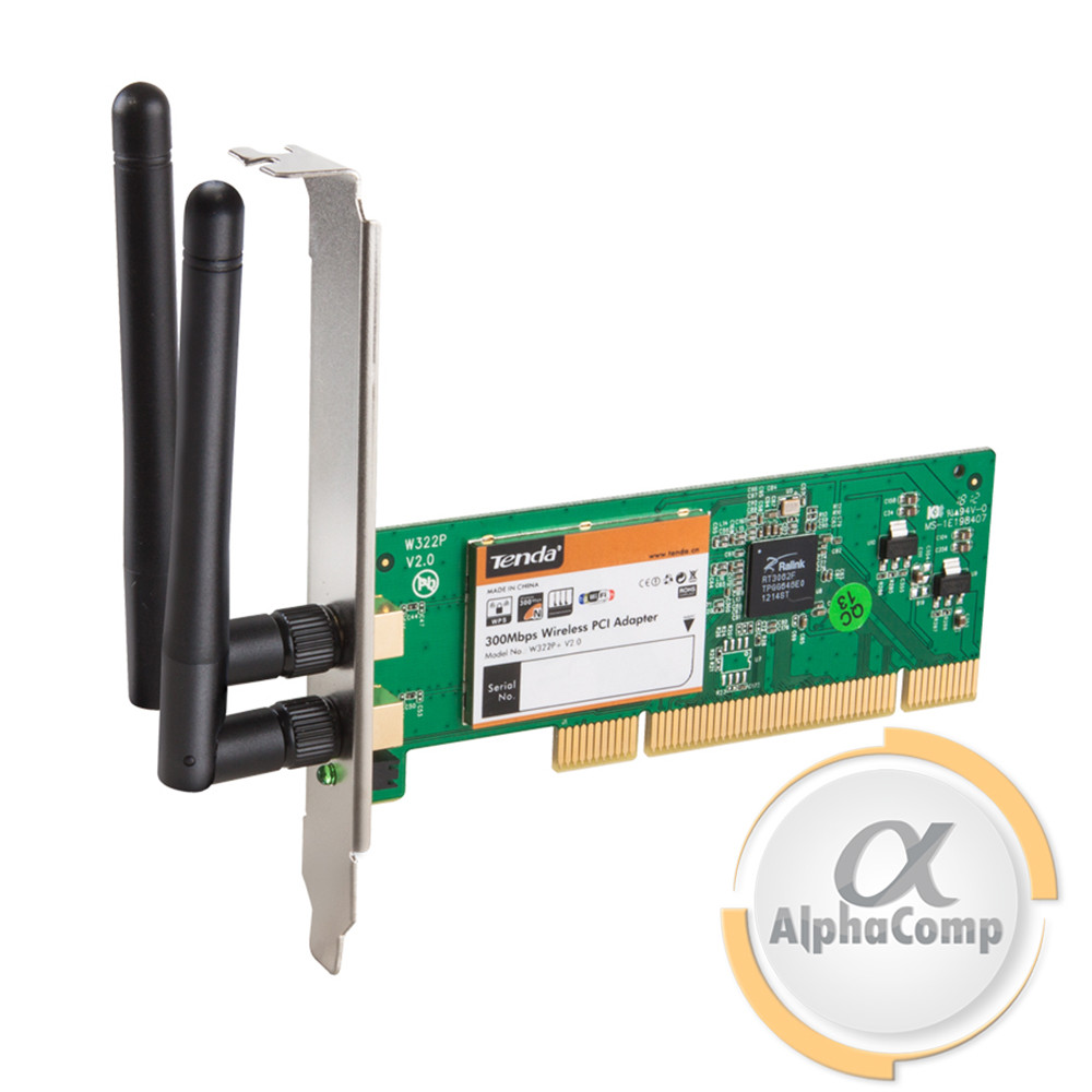 Адаптер PCI WiFi Wireless Tenda W322P v2.0 (802.11 b/g/n/300M/2 антени) БУ