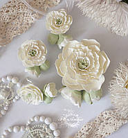 Свадебный комплект украшений для невесты "Жемчуг" (серьги+заколка+кулон)