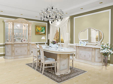 Стіл глянцевий овальний розкладний в класичному стилі  Вівальді Світ меблів, колір піно, фото 2