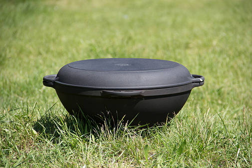 Казан чавунний 10 л з кришкою сковородою (d=400, V = 10 л), фото 1