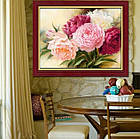 Алмазна вишивка, півонії 40х30 см, повна викладка, фото 3