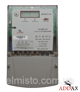 Електрочисник ADDAX IMS NP-07 3FD.3SM-U 10-100А 3*230/400 В, А±R ±, PLC, реле, трифазний багатотарифний, IP54