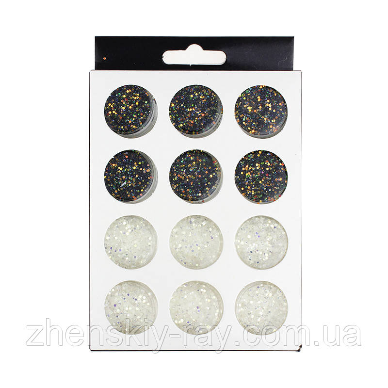 Імітація каменів "Сваровскі" білі + чорні 12 шт.