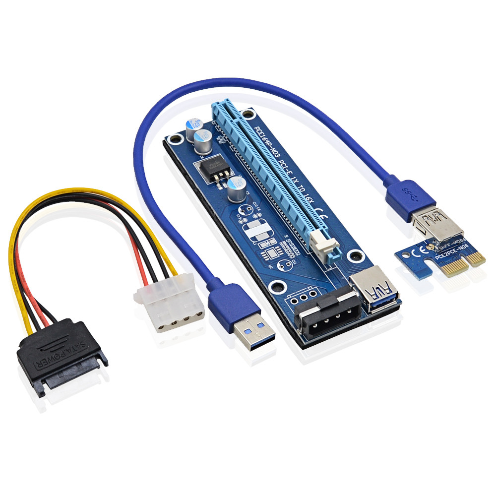 Райзер PCI-E 1X — 16X, USB 3.0 кабель 60 см, живлення 4 pin