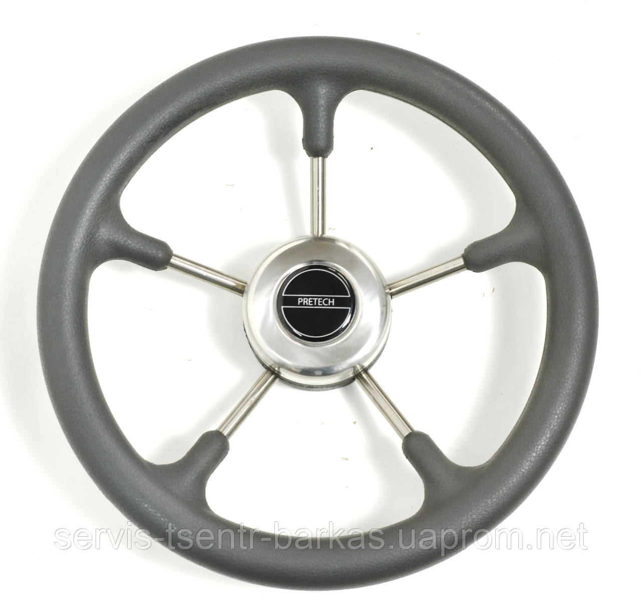 Кермове колесо Pretech неіржавка сталь 32 см сіре/чорне