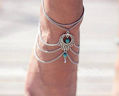 Браслет східний на ногу з бірюзою