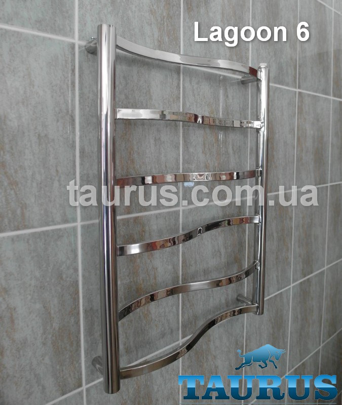 Фигурный н/ж полотенцесушитель Lagoon 6 /650x500 с волной из трубы 20х10. Водяной, электро, гибридный нагрев. - фото 3 - id-p17964459