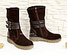 Замшеві черевики коричневі жіночі на товстій підошві, фото 2