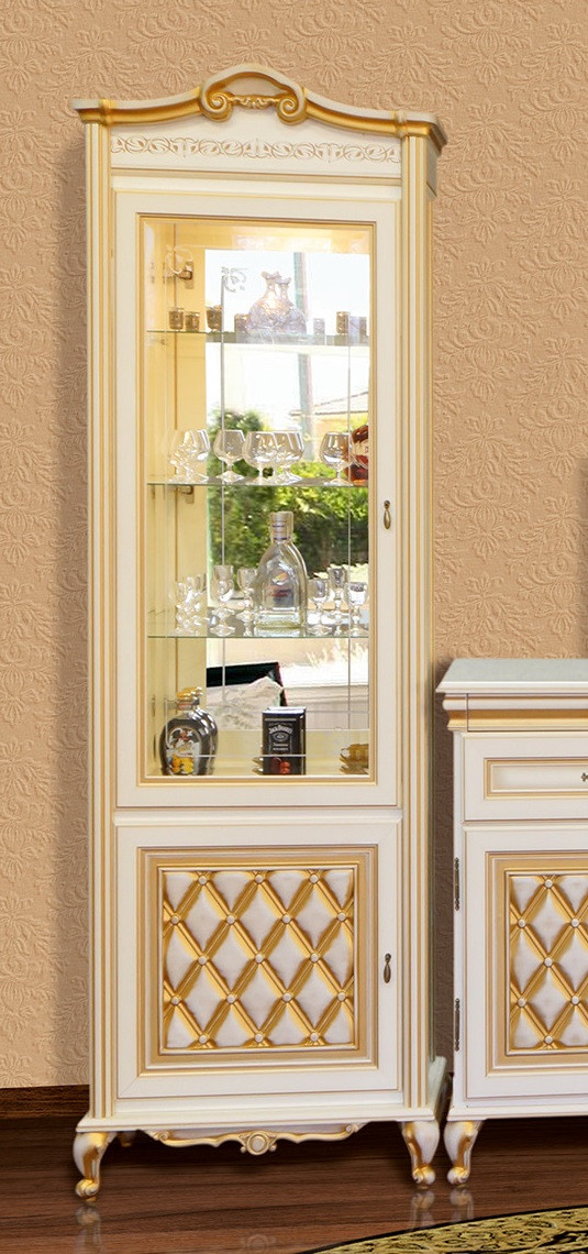 Вітрина 1Д  для вітальні в класичному стилі Ліворно Світ меблів, колір світлий прованс