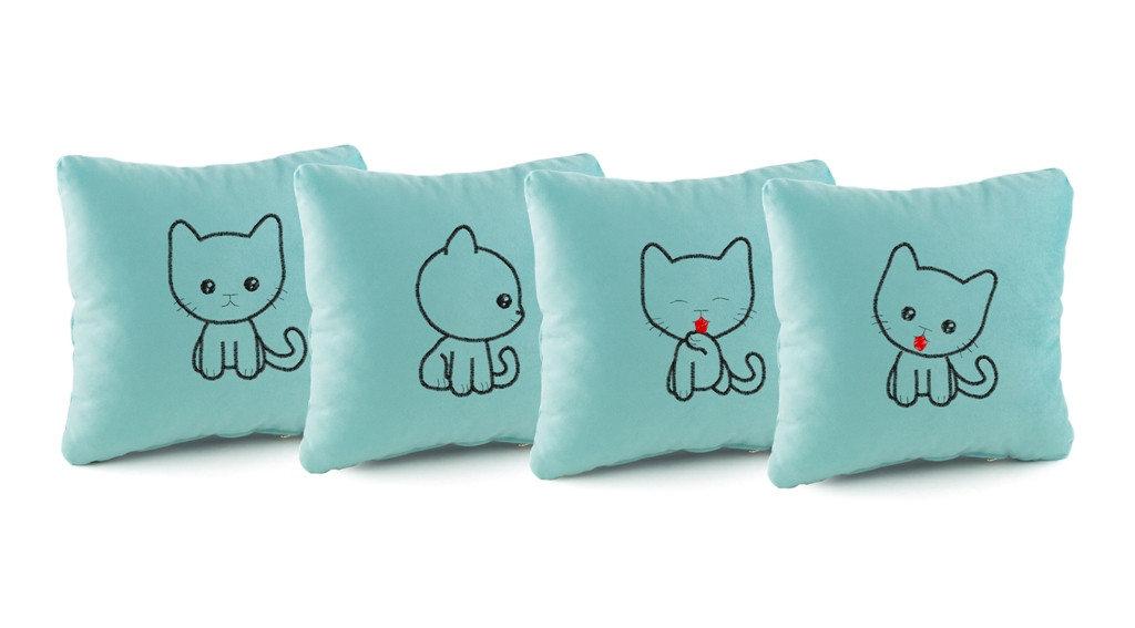 Подарункові подушки з вишивкою «Кошенята» флок, фото 1