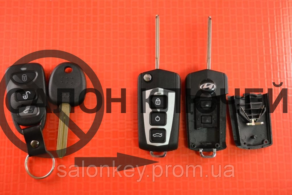 Викидний ключ Hyundai для переділки 3 кнопки Exlusive з місцем під батарейку, фото 1