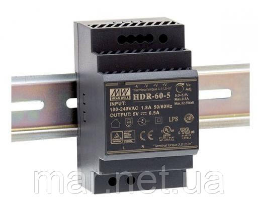 HDR-60-48 Блок живлення Mean Well 60вт, 48в, 1,25 А на Din-рейку, фото 1