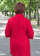 Жіноче півпальто напівприлягаючого силуету з вовняної тканини букле колір червоний розмір 52-58, фото 2