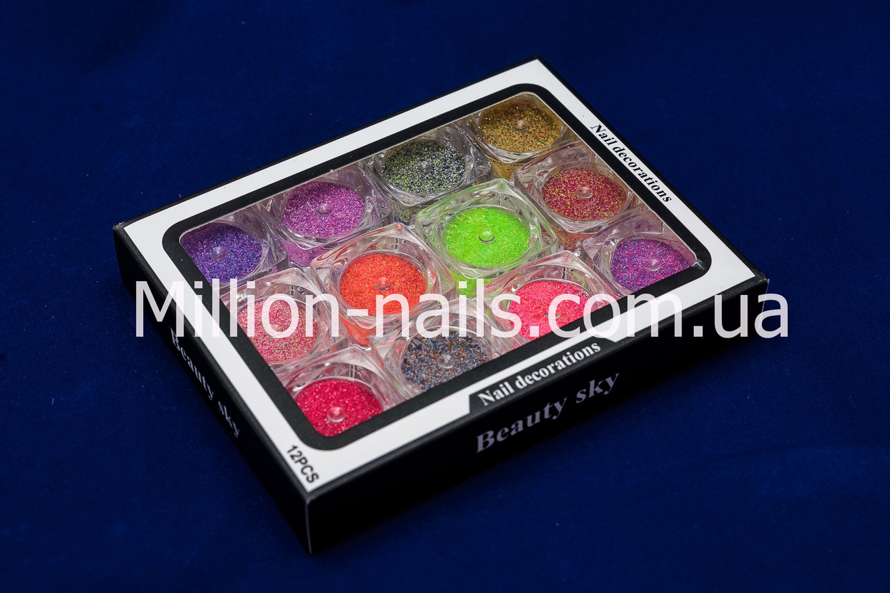 Набір для дизайну нігтів, меланж MIX яскраві тони