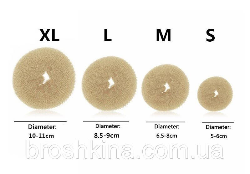 Валик (бублик) для волос XL большой d 11 см 12 шт/уп - фото 2 - id-p654659932