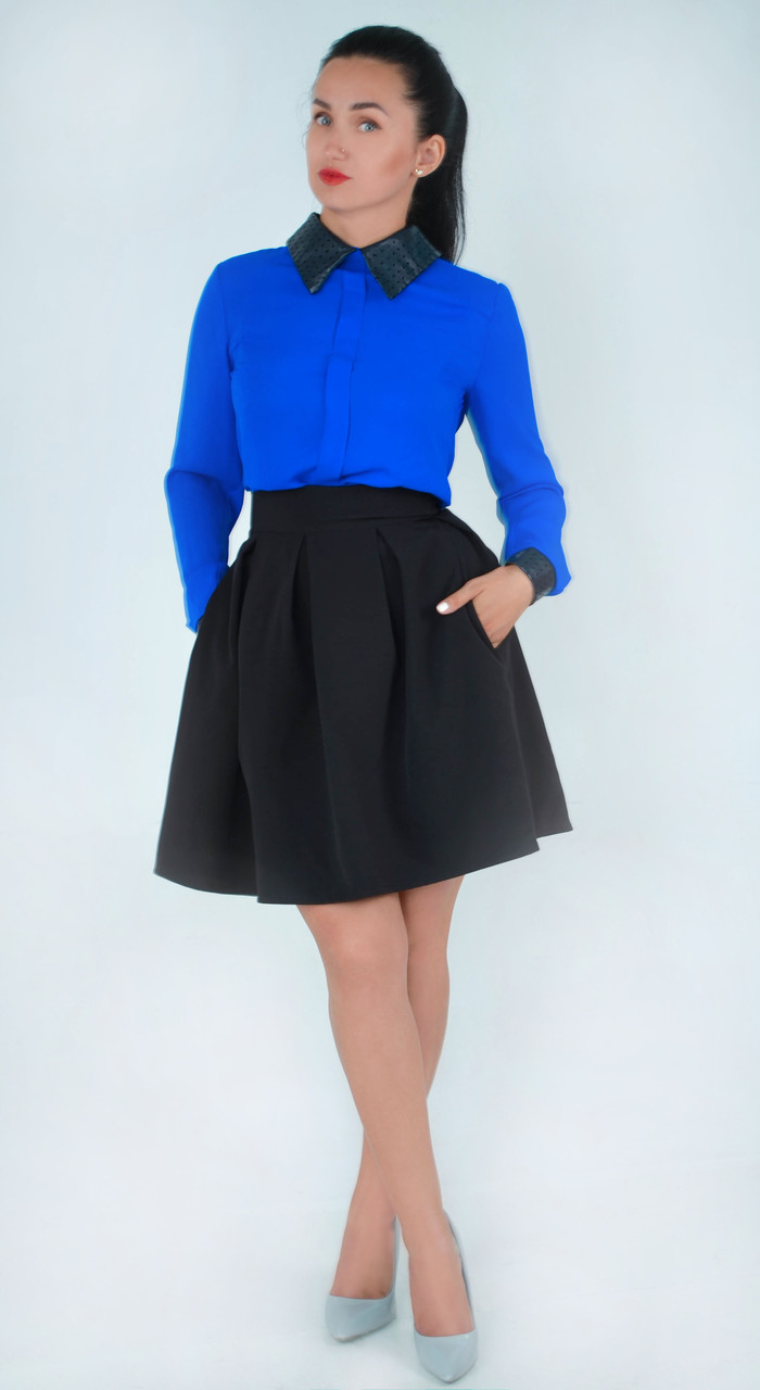 Оригінальна спідниця з кишенями "112" чорна Розміри 42,44,46,48., фото 1