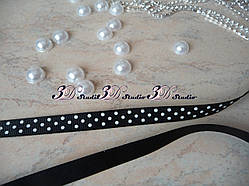 УЦІНКА Стрічка репсова в горох колір №39 чорна завширшки 0,9 см