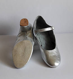 Туфлі народні срібло на роздільній підошві