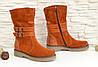 Замшеві черевики руді жіночі на товстій підошві, фото 2