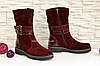 Замшеві черевики бордові жіночі на товстій підошві, фото 2