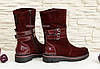Замшеві черевики бордові жіночі на товстій підошві, фото 3