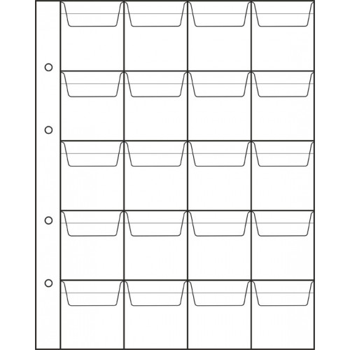 Аркуш для монет 200х250мм на 20 комірок (44х47мм)