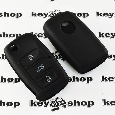 Чохол (чорний, силіконовий) для выкидного ключа Skoda (Шкода) 3 кнопки, фото 2