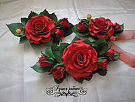 Набор украшений Красные розы (ручная работа)
