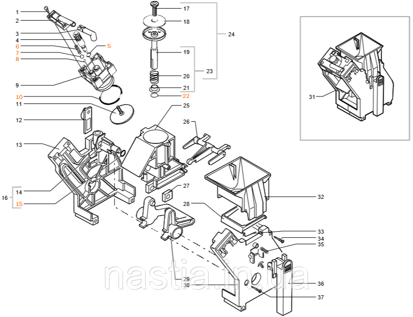 (1) Ремкомплект рабочої групи(у новому корпусі), Roayl, Magic, фото 1
