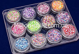 Набір шестигранників зі стружкою, для дизайну нігтів,кольорові