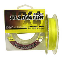 Шнур плетений Gladiator 100m (жовтий) 0.08 mm