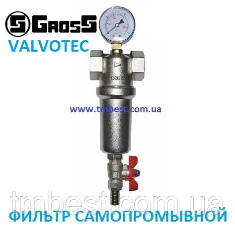 Фільтр самопромивний 1" В з манометром Gross Valvotec, фото 1