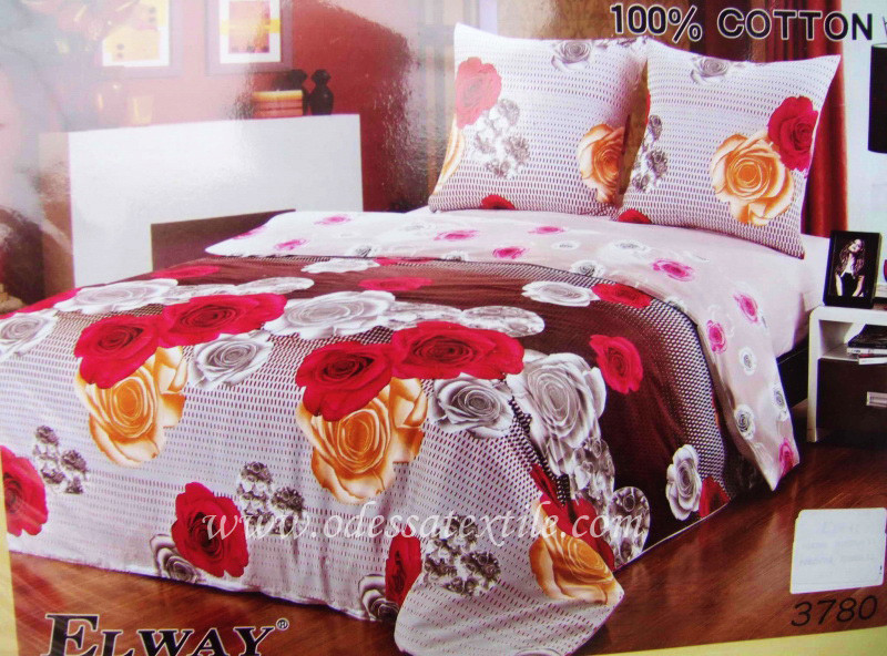 Комплект постільної білизни полуторний Elway 3780 сатин, фото 1