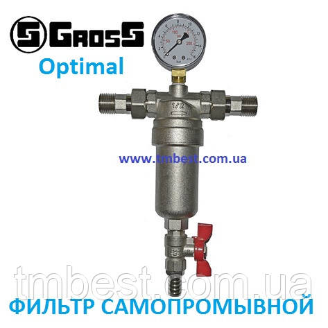 Фільтр самопромивний 1/2" Н з манометром Gross Optimal