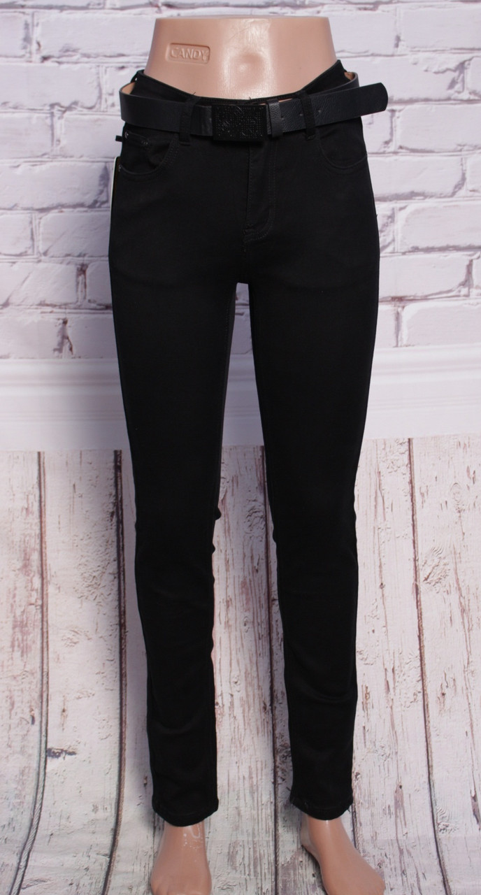 Жіночі чорні джинси c завищеною посадкою (код OK5003-A) 25-30 розм, фото 1