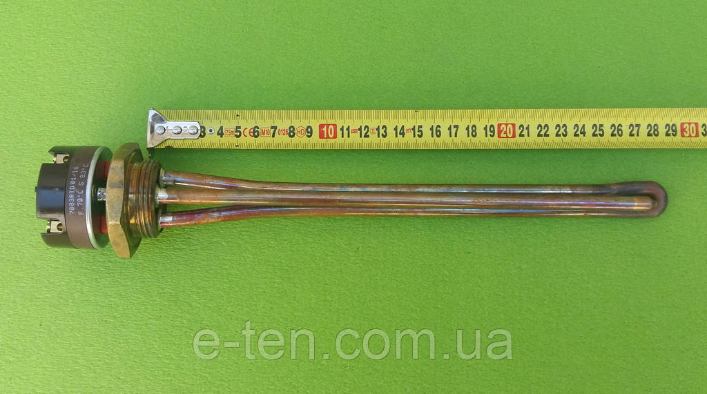 Тен мідний для чавунної батареї 1000W (Італія) різь 1 1/4" з італійським термостатом Reco 20 А з термозахистом, фото 1