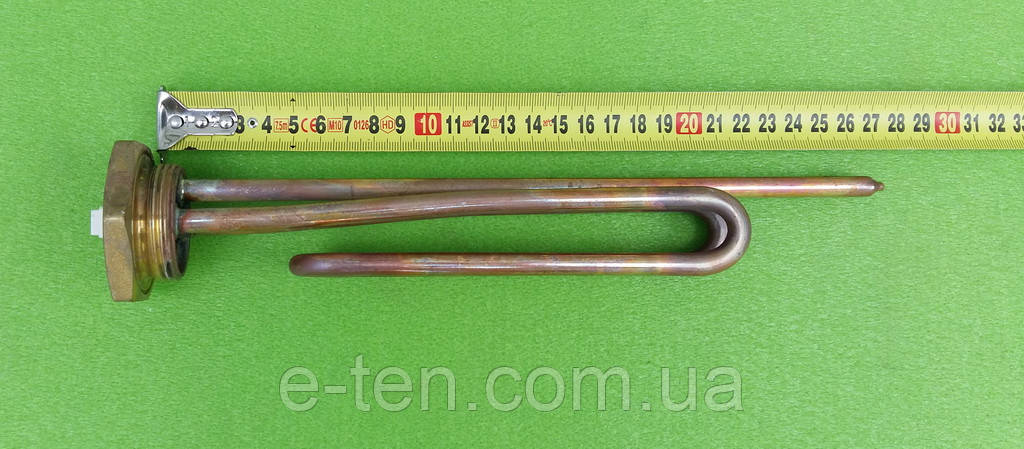 Тен МІДНИЙ гнутий бойлера 2500W / на різьбі 1 1/4", з місцем під анод М6  (Thermowatt, Італія)