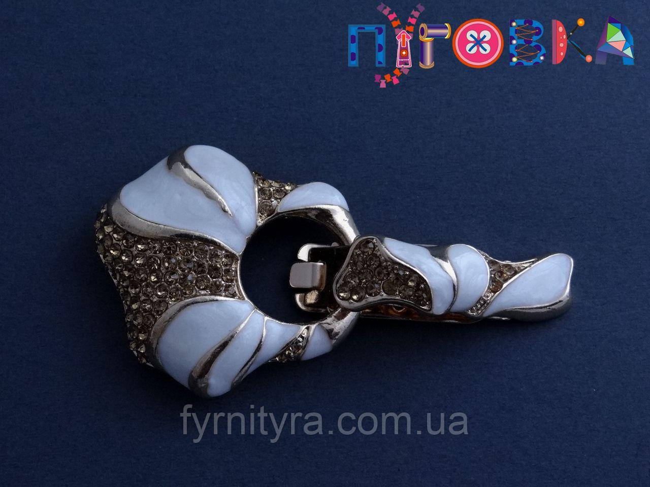 Кліпса шубна (шубний гачок) M, 030, gold and white, фото 1