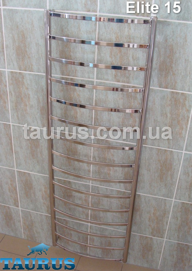 Велика водяна сушарка для рушників Elite 15/1550х500 з н/ж сталі. Плоска перемичка 20х10.