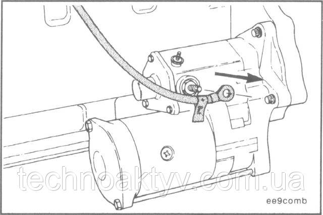 Ключ 14 мм Від'єднайте провід АКБ від втягивающего реле стартера.