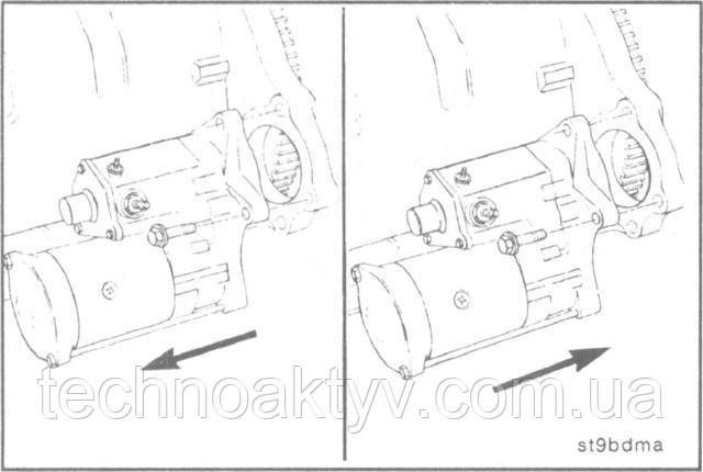 Ключ 10 мм Зніміть стартер. Встановлення стартера виробляєте в порядку, зворотному зняттю. Крутний момент затягування: 43 Н • м [32 ft-lb]
