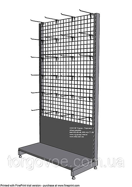 Стелажі торгові з сіткою під гачки