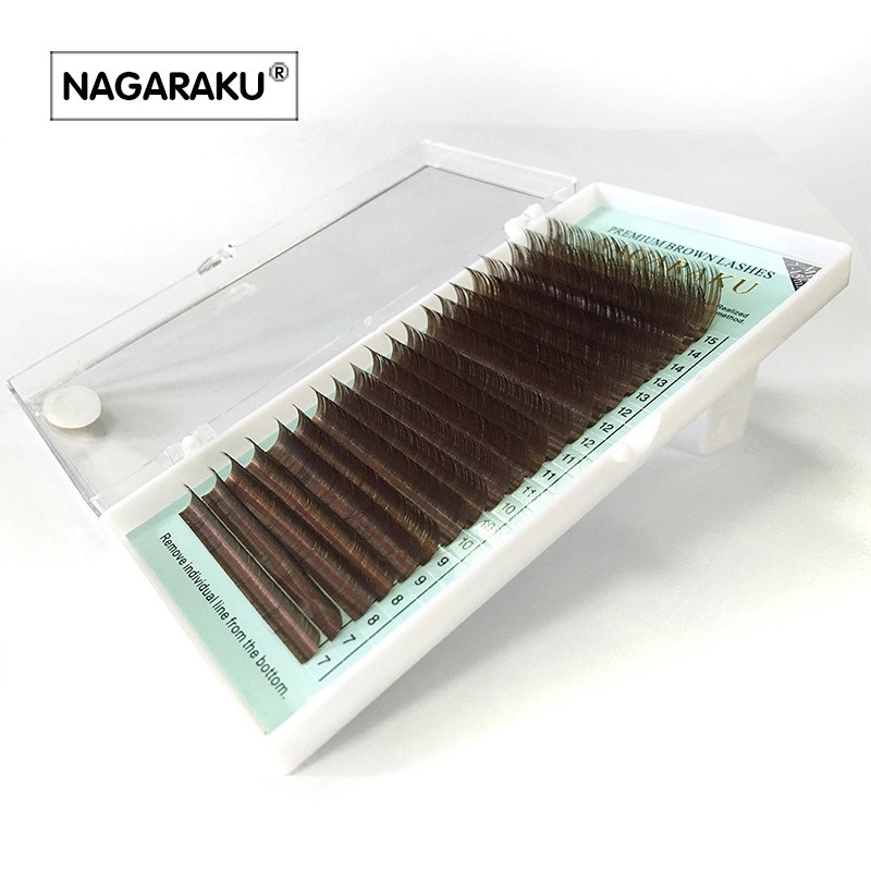 Вії темний шоколад "NAGARAKU", мікс D/0,10 (7-15 мм)