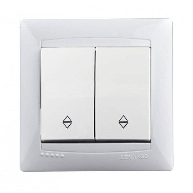 Вимикач подвійної прохідний Сакура Білий LMR1006, фото 1