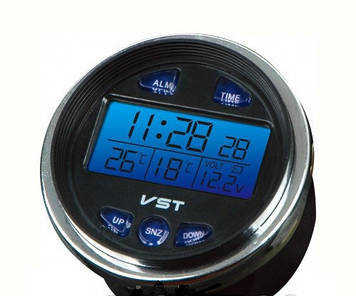 Годинник термометр вольтметр круглий для автомобіля VST 7042V для ВАЗ 2106