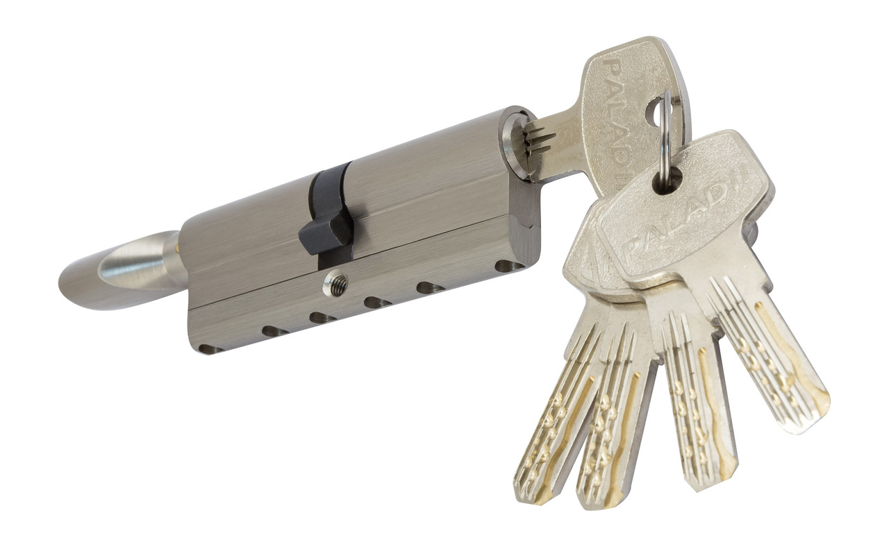Циліндр замка з вертушкою PALADII 100 мм Т (50x50)  сатен зі вставкою з 5 гібридними ключами